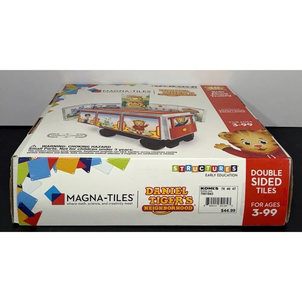 Magna-Tiles Daniel Tiger's Neighborhood Ride Along Trolley Set Magnetic RARE